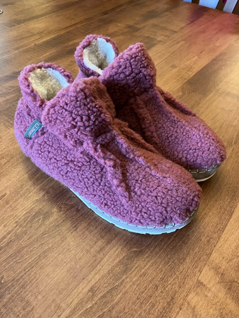 LL Bean Kelf Purple Cozy Pile Fleece Lined Slipper Booties Size 9 women’s NEW